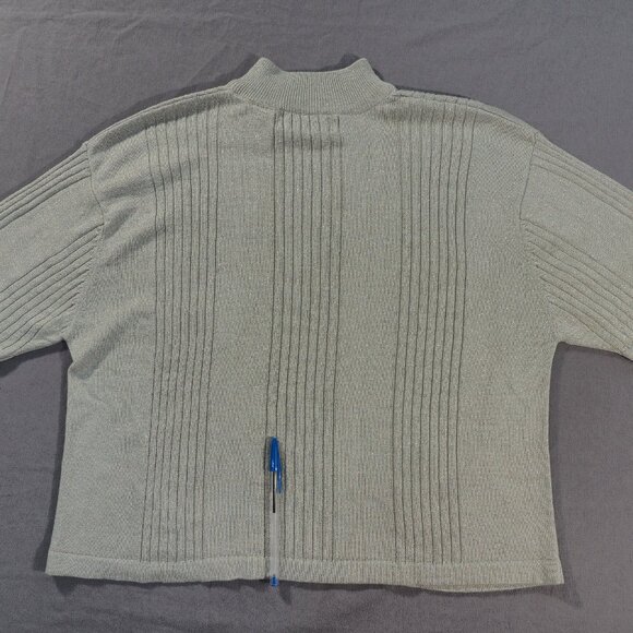Vintage Arlando Sweater Womens Extra Large Silver Gray Mock Sparkle Shiny Crop - Picture 6 of 12